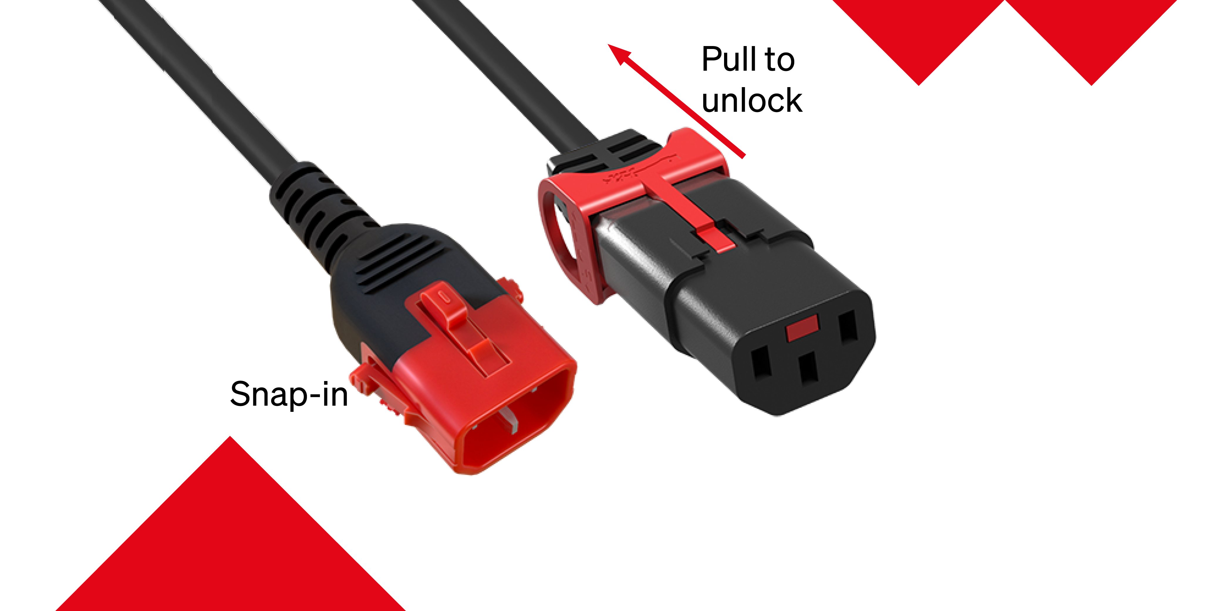 IEC LOCK Dual-Lock Picture of the connector with instructions on how to use